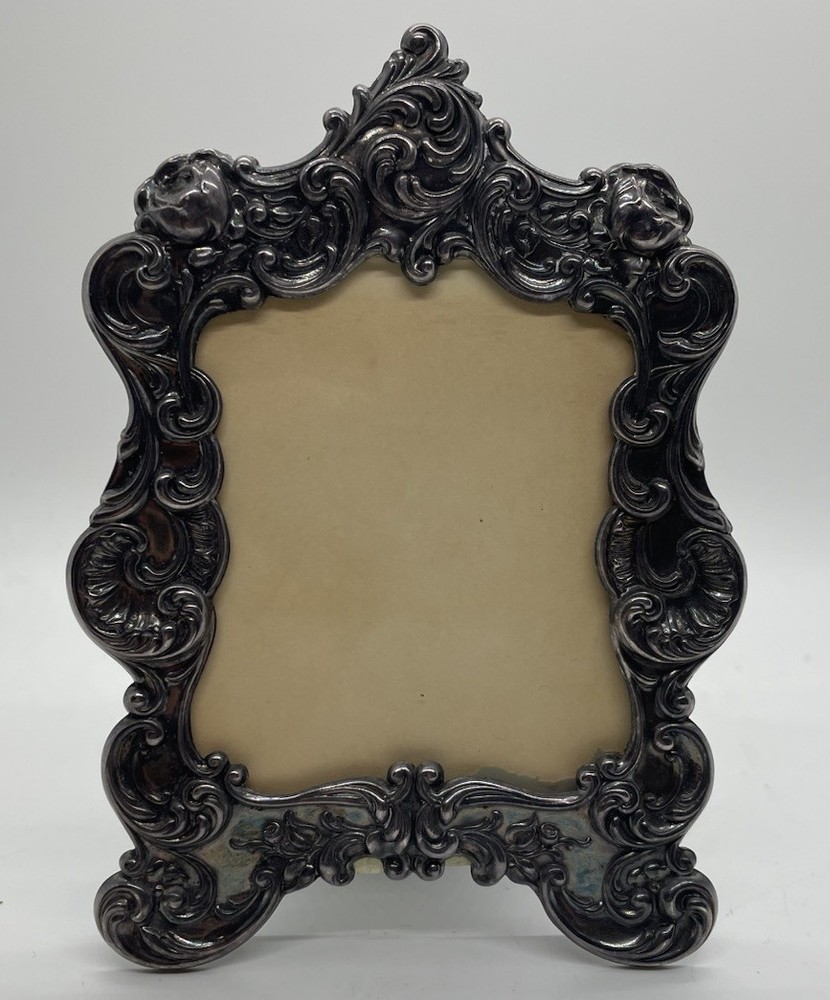 Vintage GORHAM ESP ROCOCO ROSE Cottage-Core Small Picture Frame w/ Glass 2” x 3”