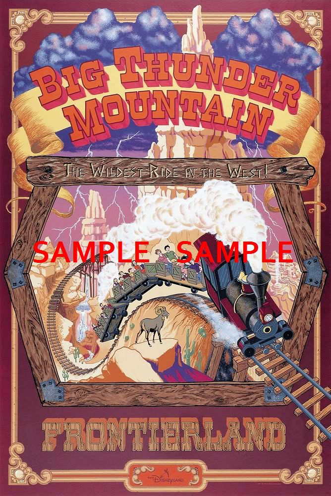 Disney 1987 Frontierland Big Thunder Mountain Railroad Collector's Poster