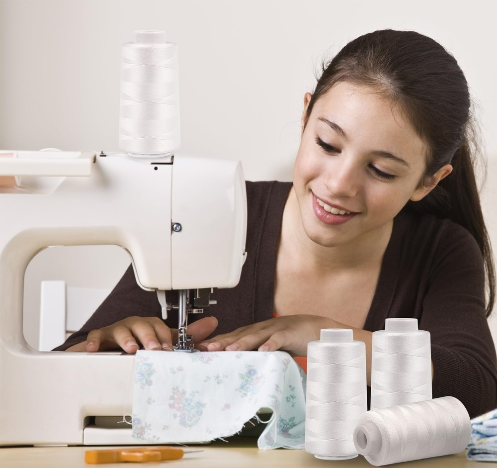 Serger Thread 4 Cones Threads of 3000 Yards Each Spool All Purpose Thread for...