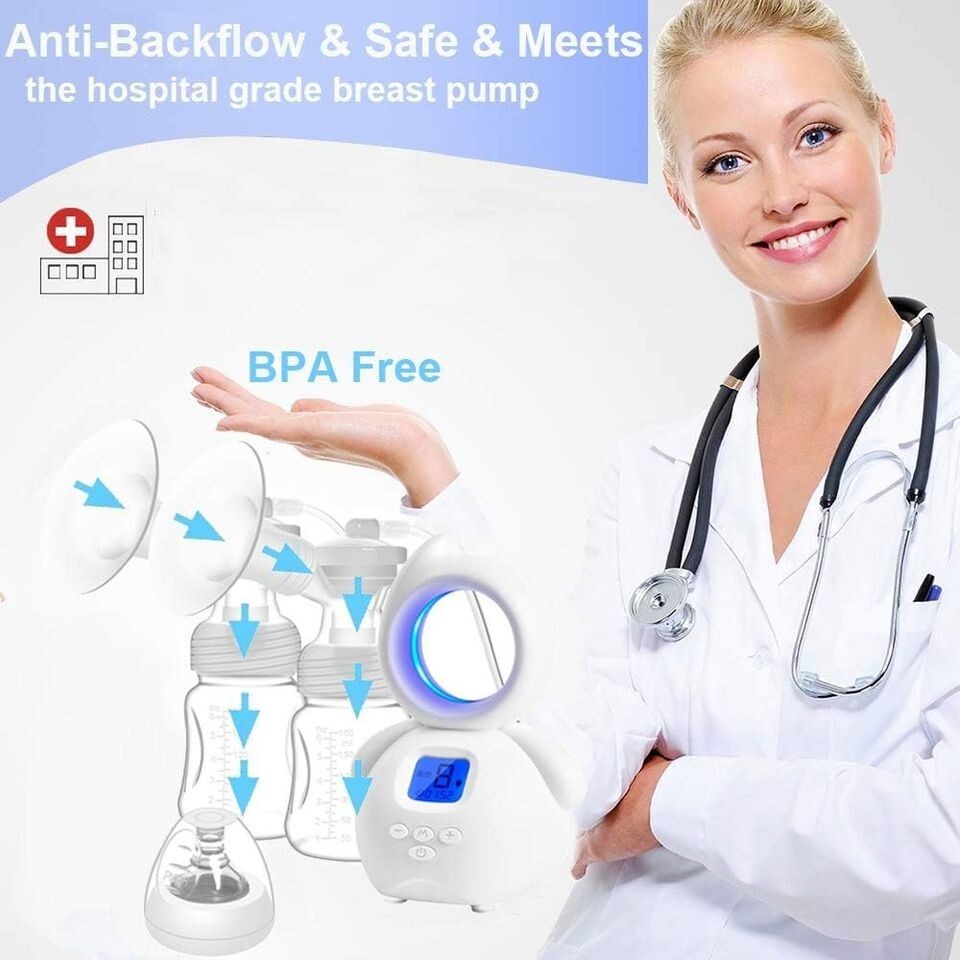 NEW-Double Breast Pump, Multiple Charging Options, Night Light, 3 Modes, LCD