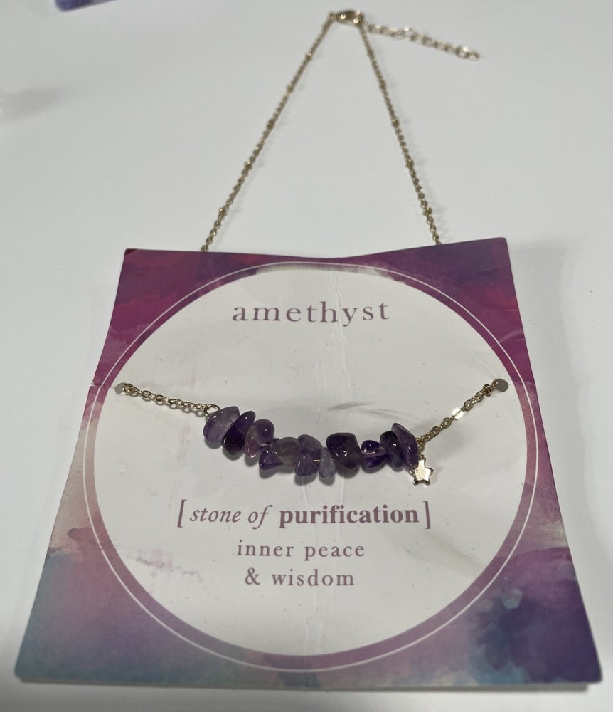 Wiccan Divination Pendulum Amethyst Necklace 16” 2” Extension 3 Pendulum Dice