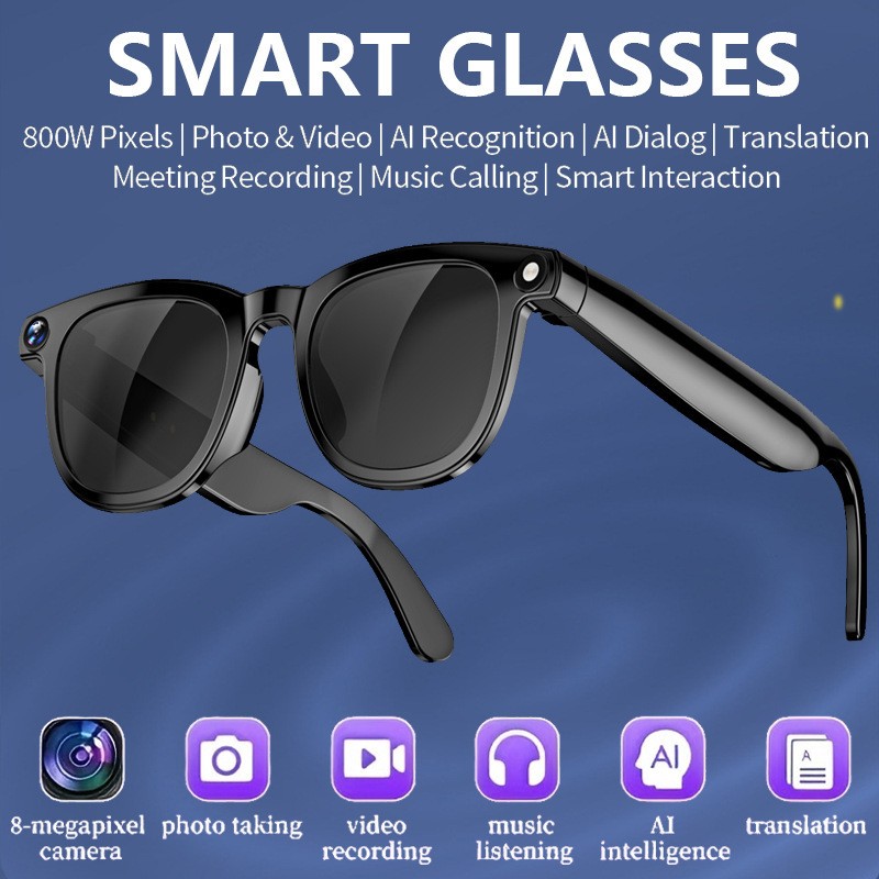 CY01 AI Smart Glasses Bluetooth 5.0 Translator Camera HD Video for Android iOS