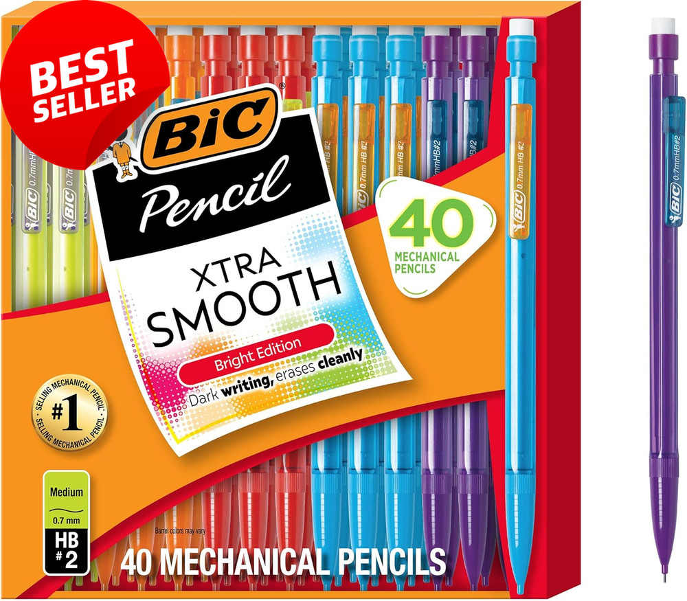 40 Ct Mechanical Pencils 0.7mm Medium Refillable Retractable Smooth