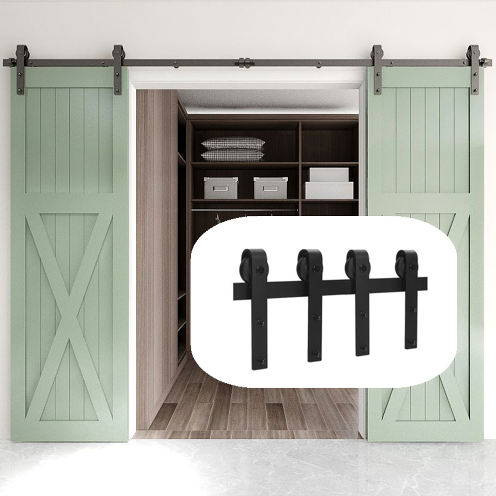 4FT-20FT Sliding Barn Door Hardware Closet Track Kit & Adjustable Floor Guide