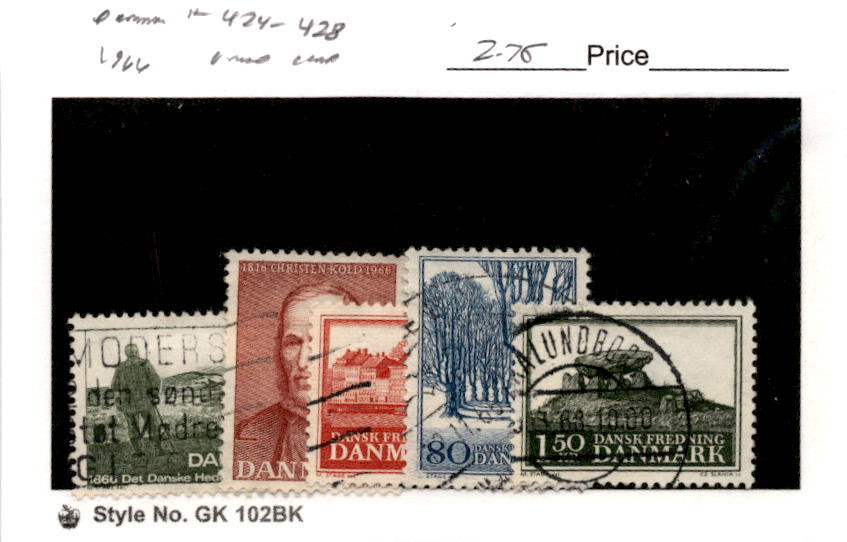 Denmark, Postage Stamp, #424-428 Used, 1966 (AB)