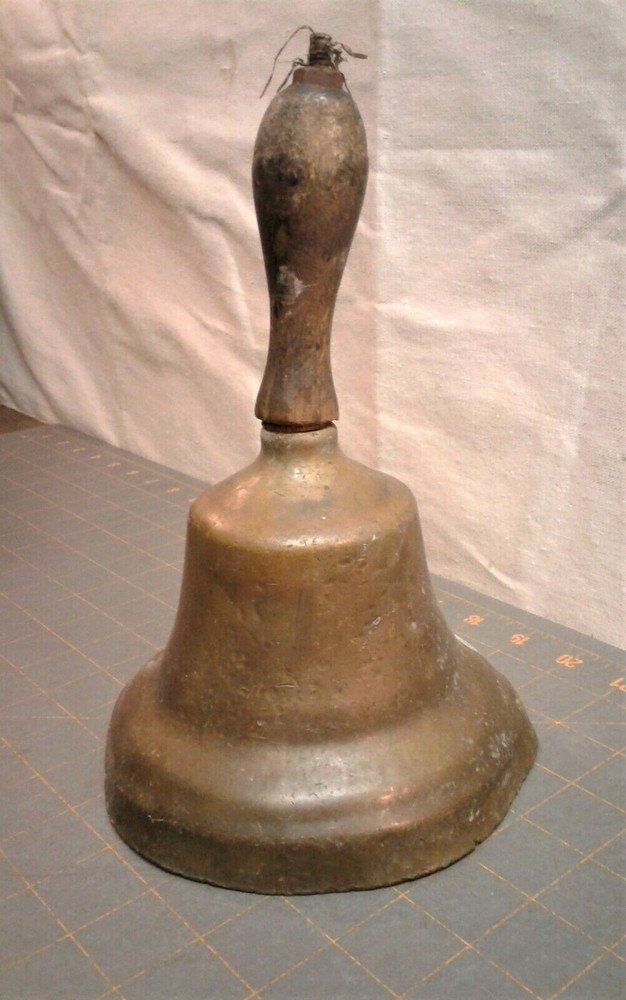 Antique Primitive Brass Hand Held School Bell