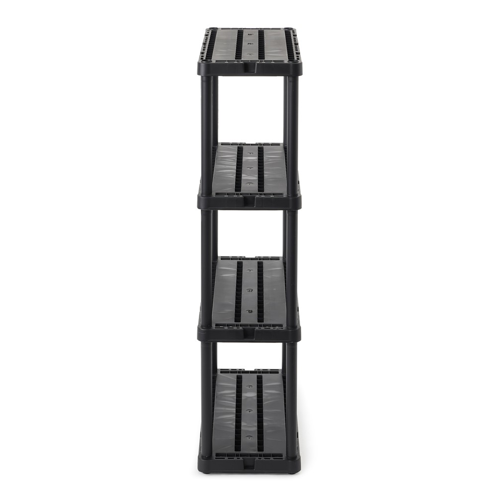Gracious Living 4 Shelf Knect-A-Shelf Solid Light Duty Storage Unit, Black 3 Pck