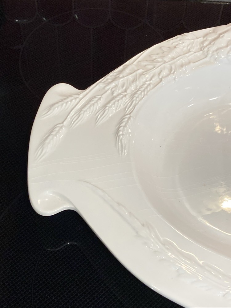 Large William Sonoma White Oval Divided Tray Raised Vegetable Pattern