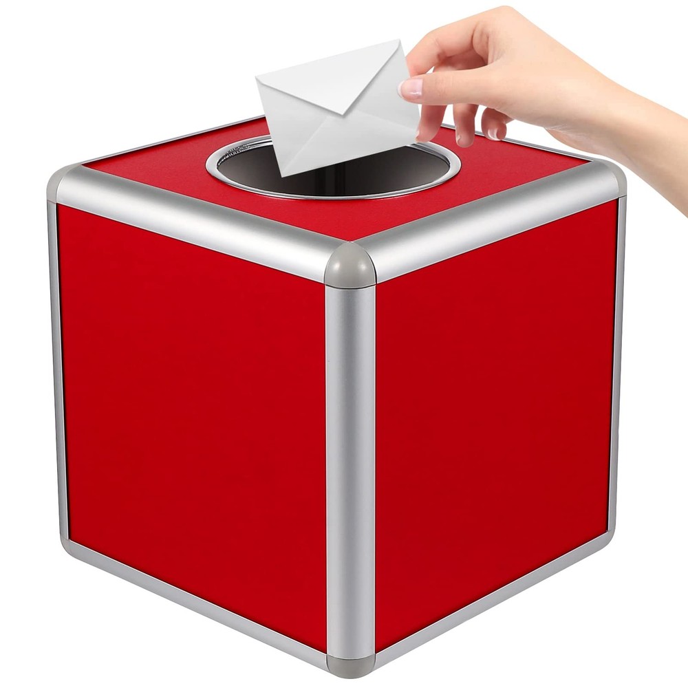 Red Box Raffle Ticket Box Square Storage Box Raffle Ticket Container Raffle B...