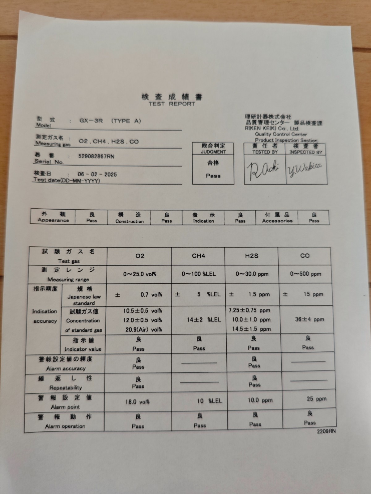 Riken Keiki GX-3R Portable Gas Monitor 4 Gas Detector 2025 Tested w/ Box Japan