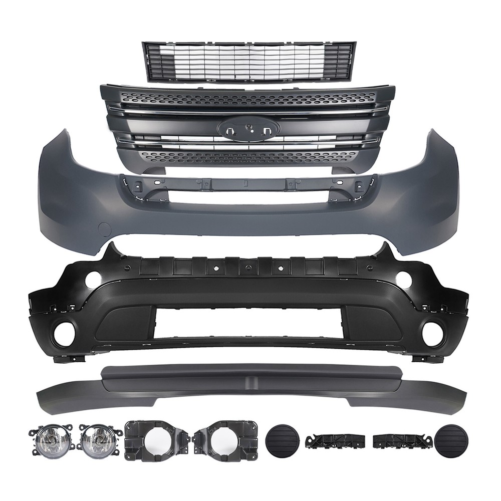 For 2011-2015 Ford Explorer Complete Front Bumper Grille Assembly w/ Foglight