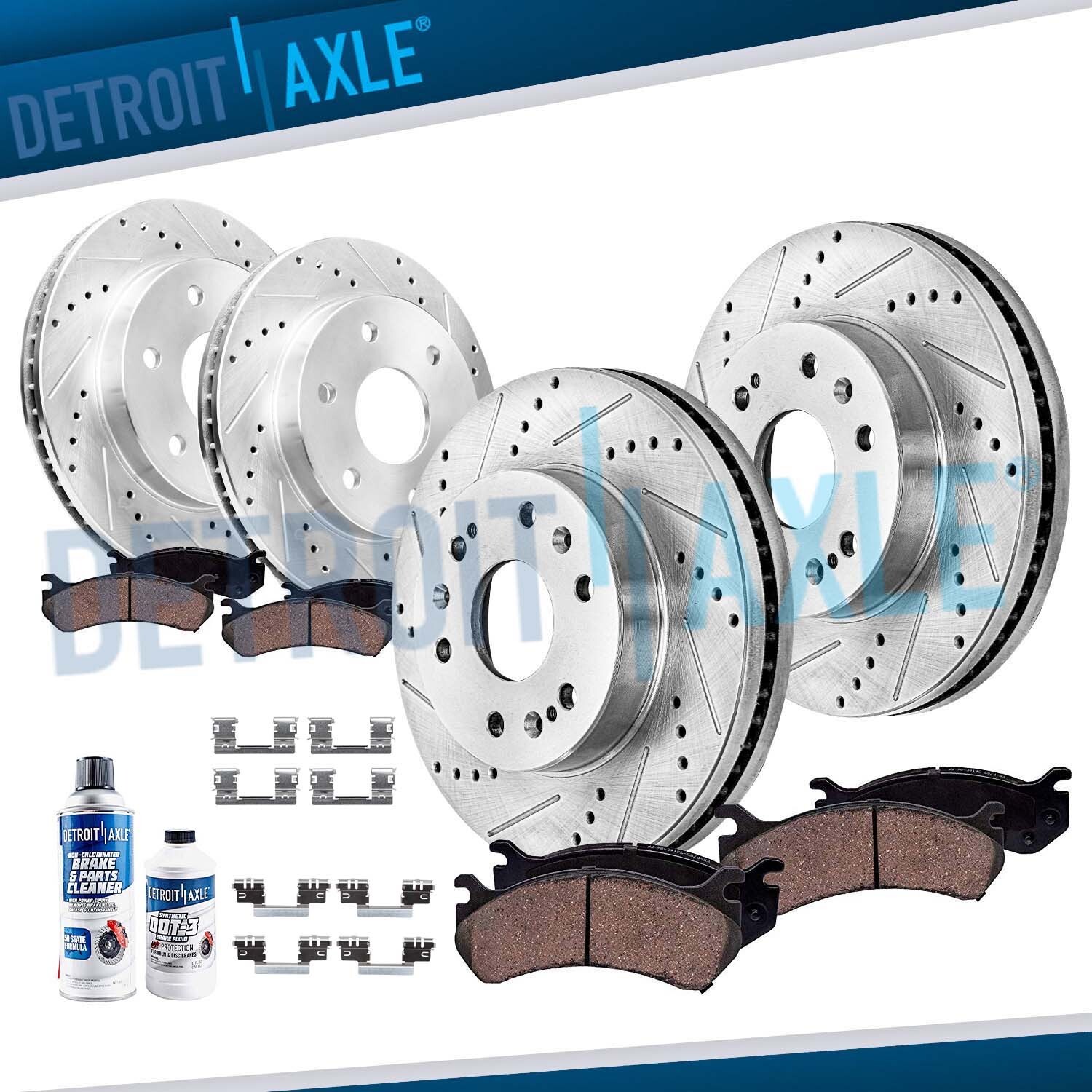 Front Rear Drilled Rotors Brake Pads for Chevrolet GMC Silverado Sierra 1500
