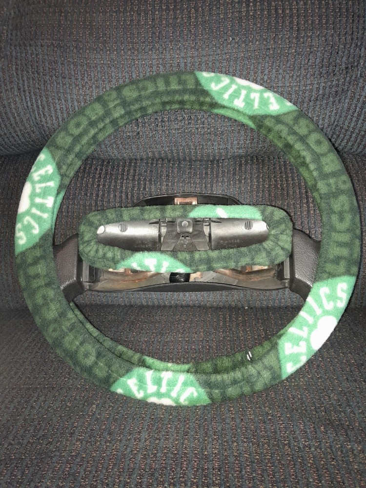 BOSTON CELTICS STEERING WHEEL & REAR VIEW MIRROR SET