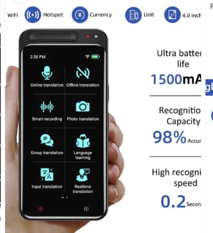 Portable Language Translator Device - Black