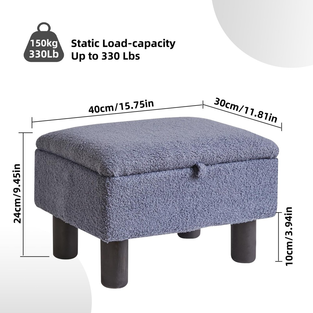 Reposapiés para sofá, taburete otomano con patas de madera y almacenamiento