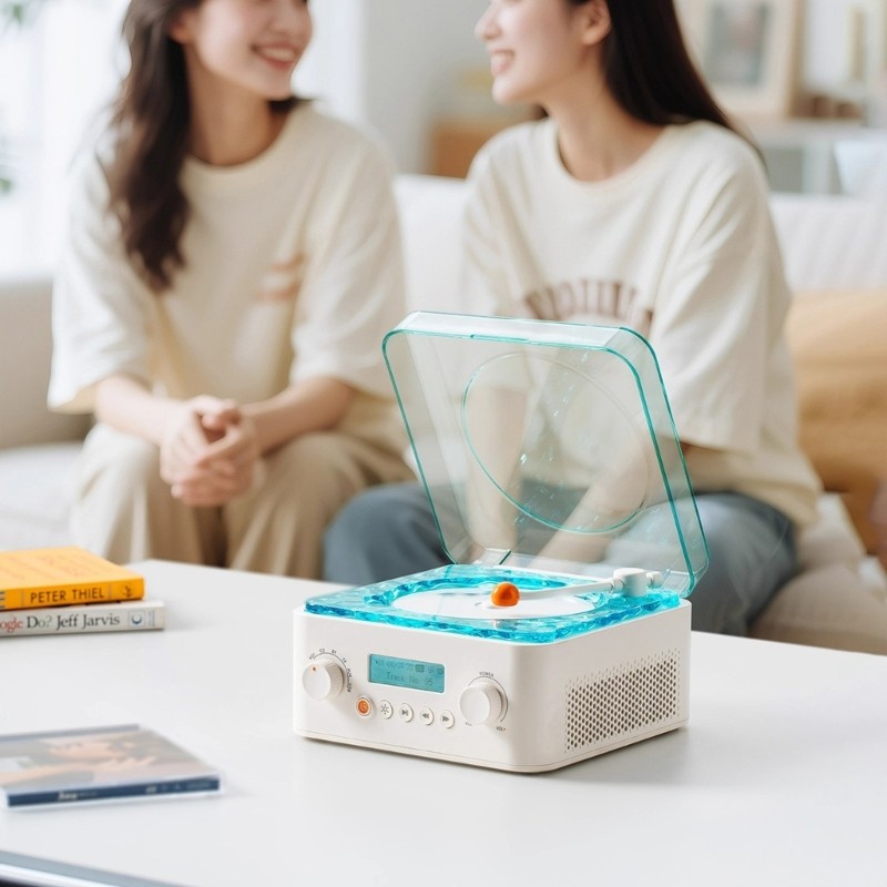 Turntable Bluetooth-compatible Speaker With Adjustable LED Light Music Player