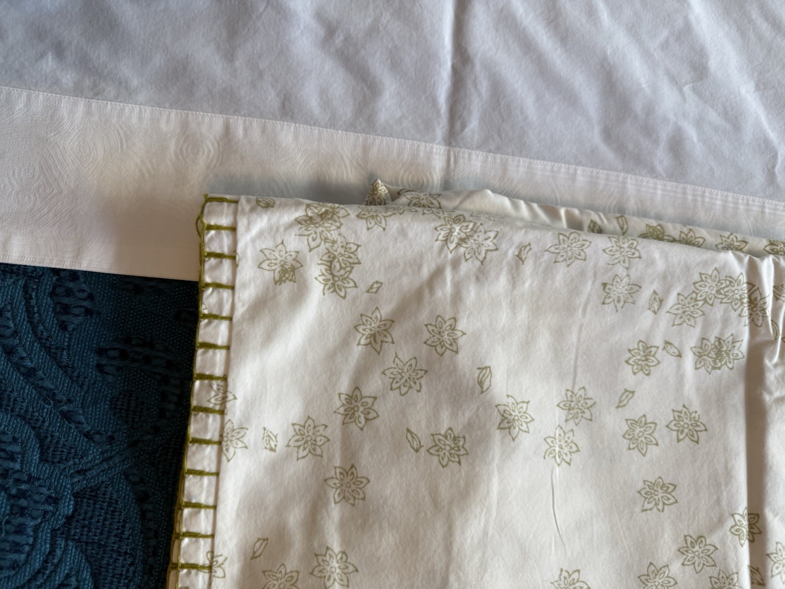 TWIN John Robshaw Organic Cotton Sage Green floral Duvet Cover - Owned (2 Avail)