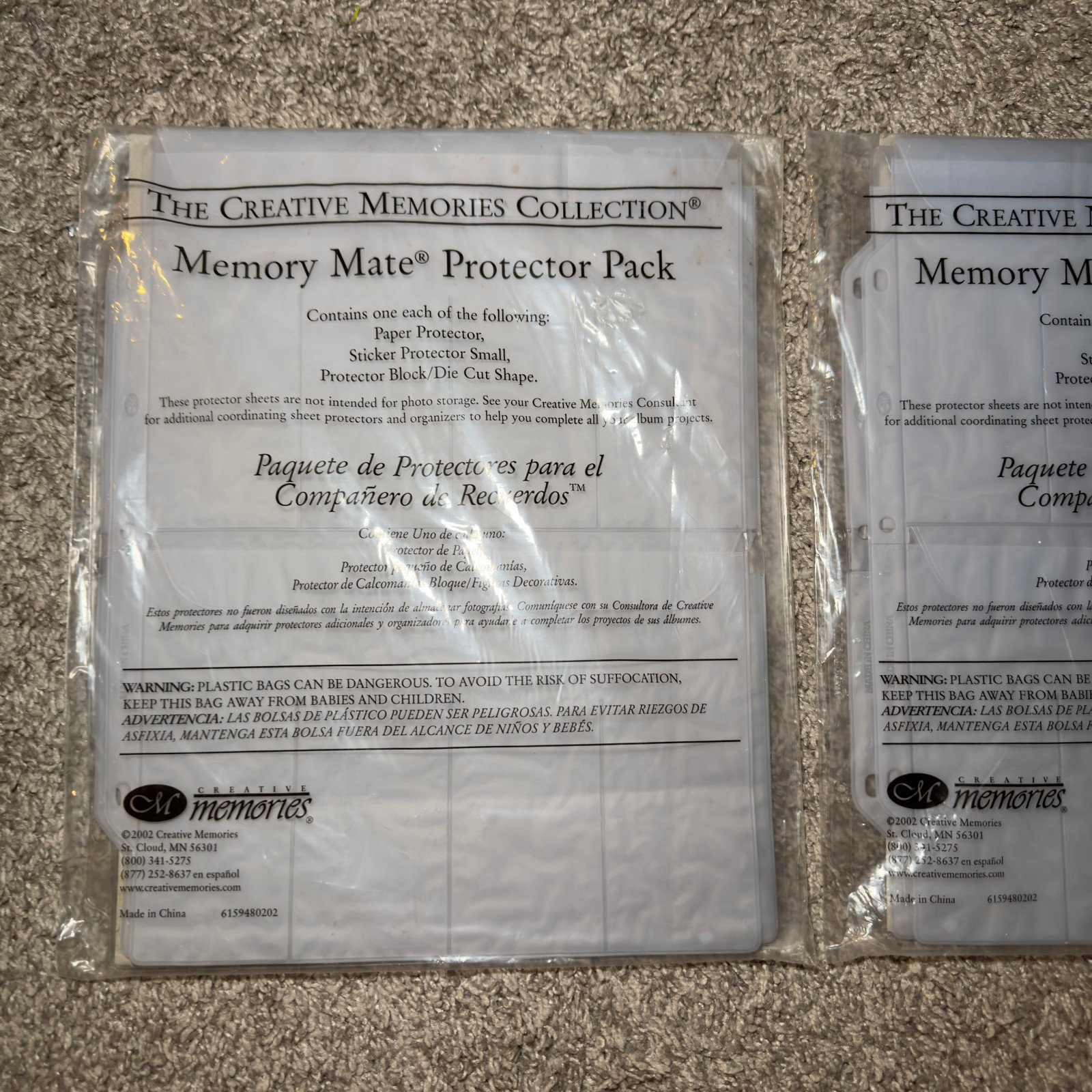Creative Memories Memory Mate Protector Packs Set of 2 Scrapbooking NEW SEALED