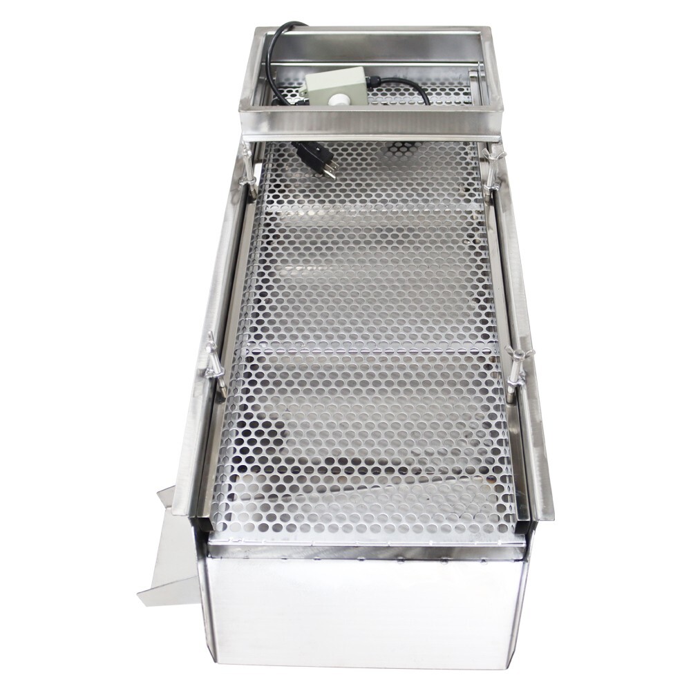 110V Stainless Linear Vibrating Screen w/Single Layer 10mm Screen Sieve Machine