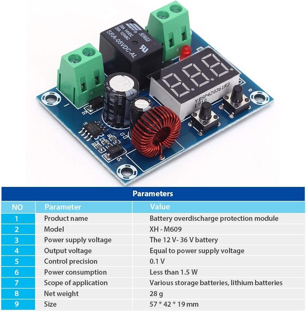12-36V Battery Digital Low Voltage Protector Disconnect Protection Module
