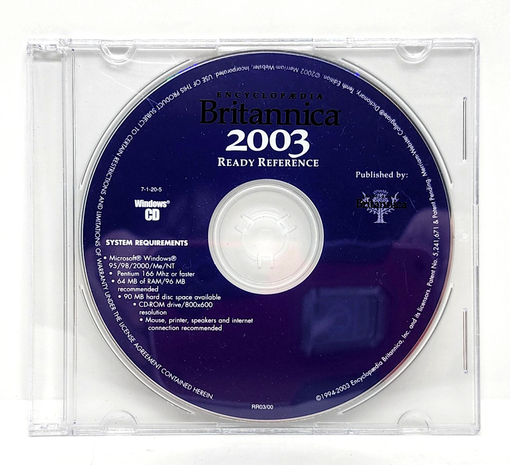 ENCYCLOPEDIA BRITANNICA 2003 READY REFERENCE CD-ROM ~ WINDOWS 95/98/2000/Me/NT