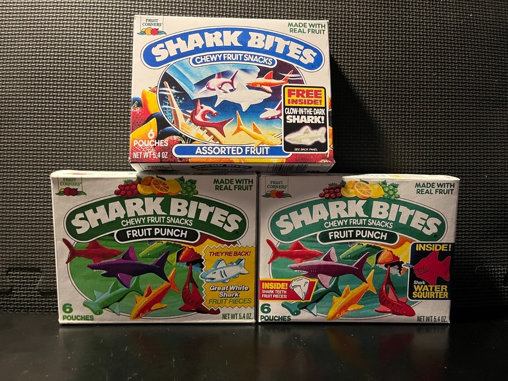 Shark Bites fruit snacks - 3 empty custom design display boxes