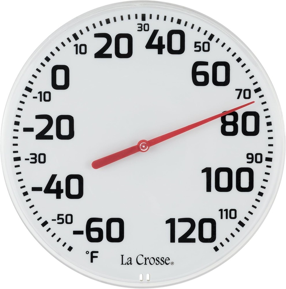 La Crosse 8" Round Analog Dial Thermometer, White