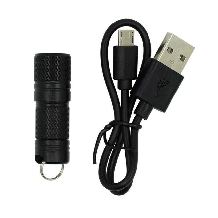 Portable Mini Flashlight USB White LED Light Keychain Torch with 10180 Battery