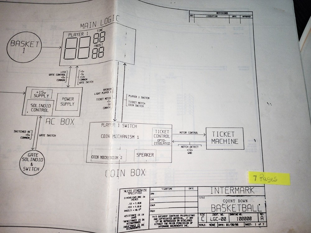 Countdown Intermark Basketball Manual Blueprints Schematics Arcade