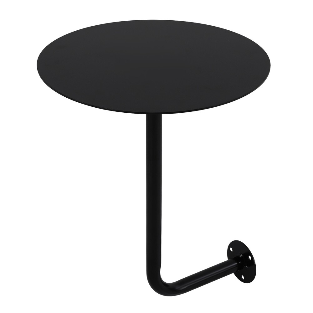 Round Pub Table Black Bar Table Wall Mounted Iron Cocktail Table Bistro Table