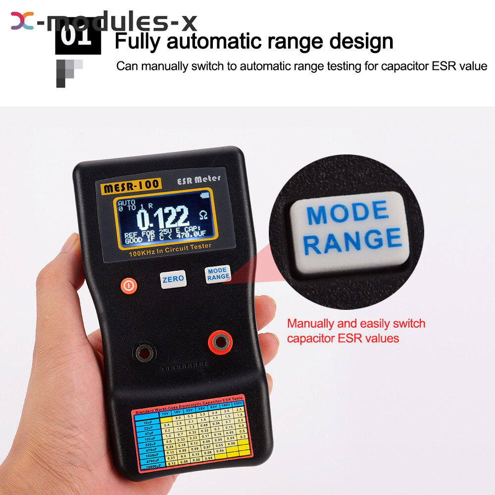 MESR-100 ESR Capacitance Ohm Meter Capacitance Internal Resistance Tester Tool