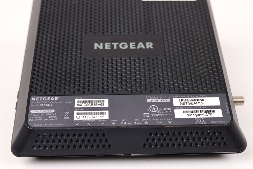 NETGEAR C7000 Nighthawk Modem WiFi Router Combo o702