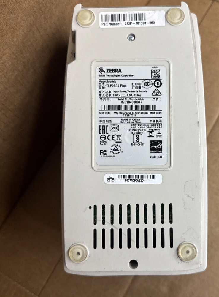 Zebra 282P-101520-000 Barcode Label Printer