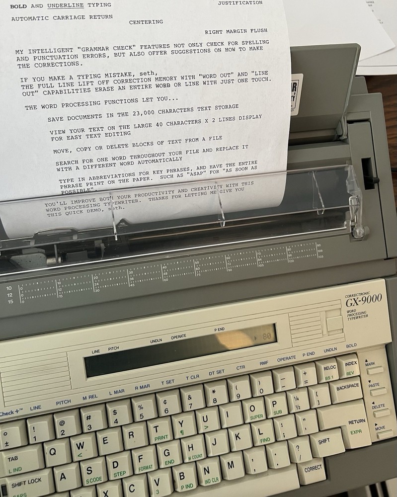 Brother GX-9000 Correctronic Word Processing Typewriter w/ GrammarCheck+ Tested!