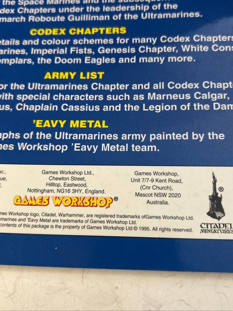 Warhammer 40k 2nd Edition Ultramarines Codex Book 1995 Excellent Condition OOP
