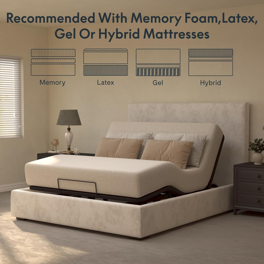 FLEXISPOT Adjustable Bed Frame Base Queen Size,Segmented Design,Easy Assemble,Ox