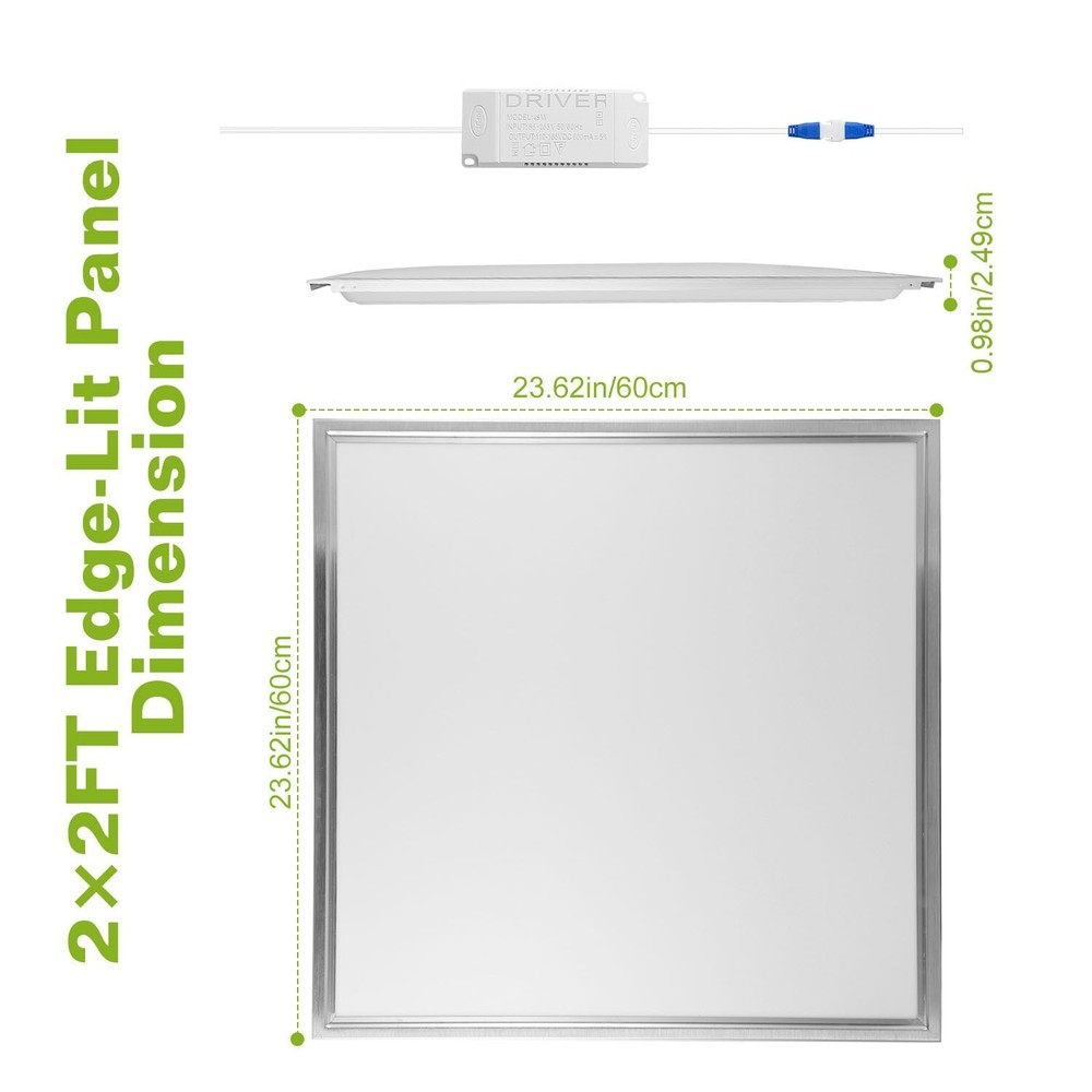 4 Packs 2x2FT White LED Flat Panel Light 48W 7500K Drop Ceiling Light Daylight