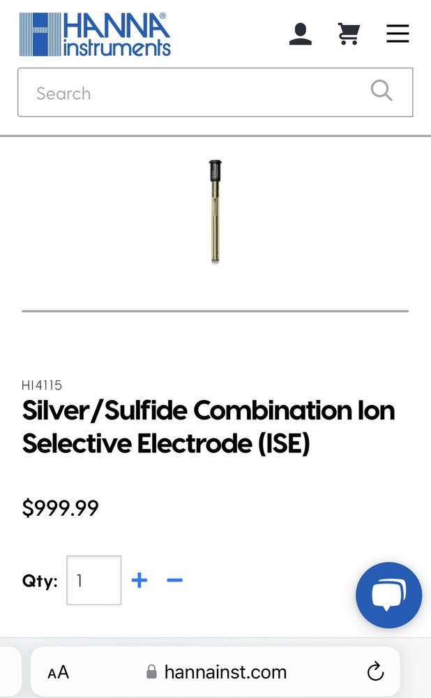 Hanna HI4115 Silver/sulfide Selective Electrode