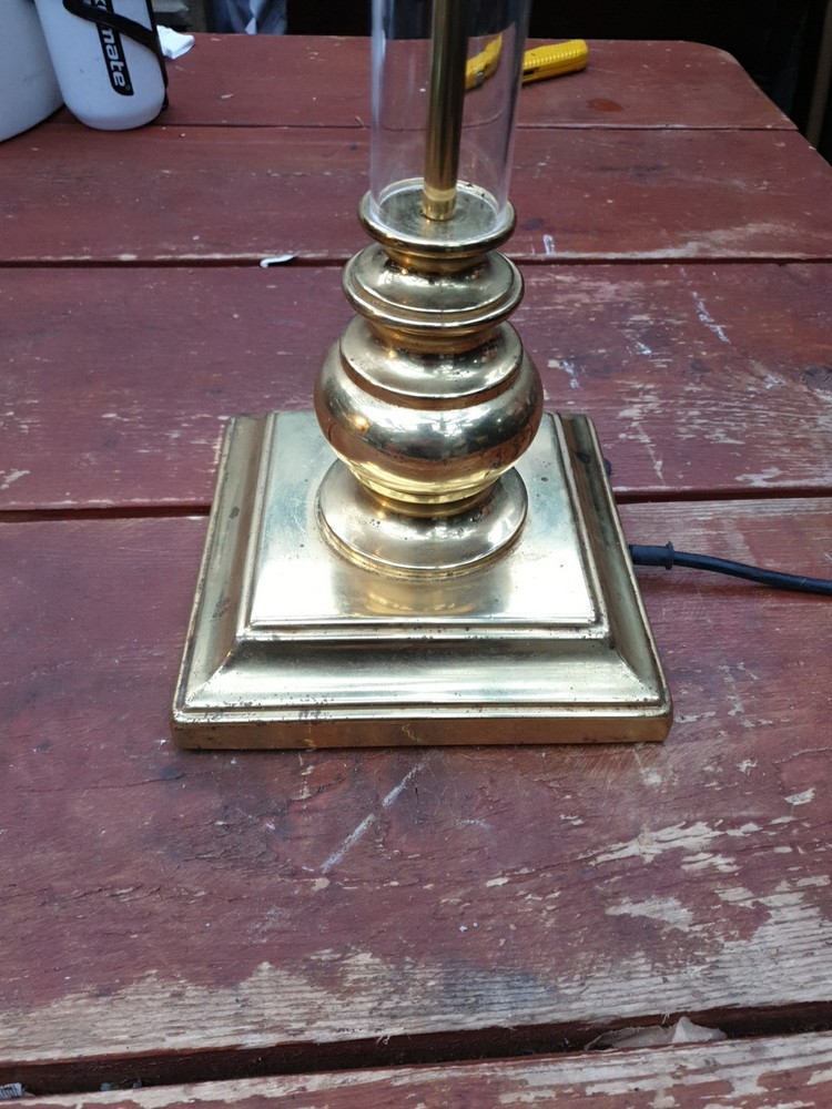 Single Column Table Lamp Brass And Glass Combination