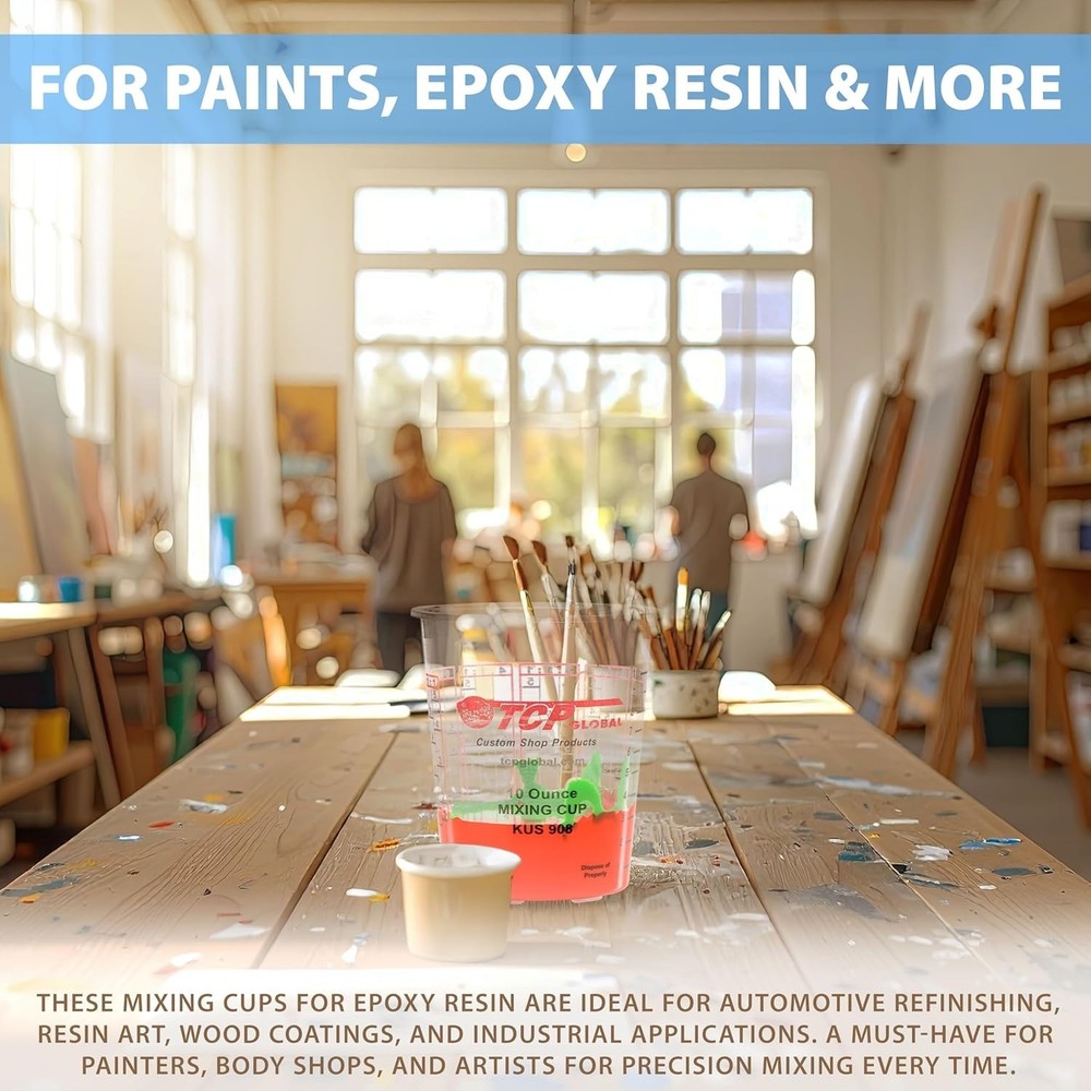 Paint Mixing Kit - 12 Cups, Lids, Sticks, Strainers