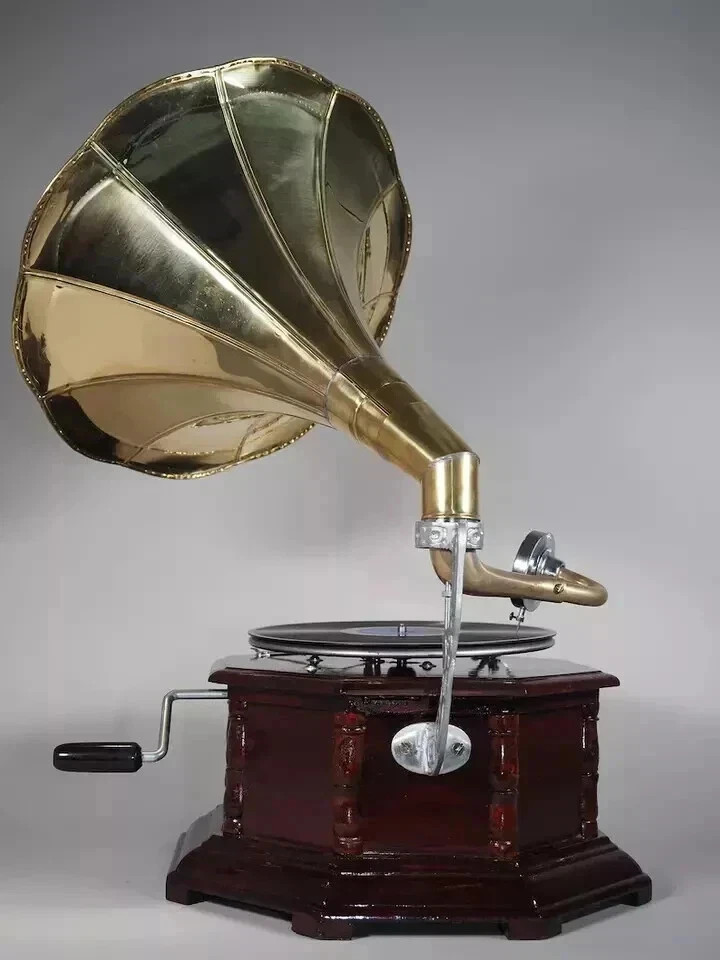 Antique HMV Gramophone Fully Functional Working Phonograph, win-up record player
