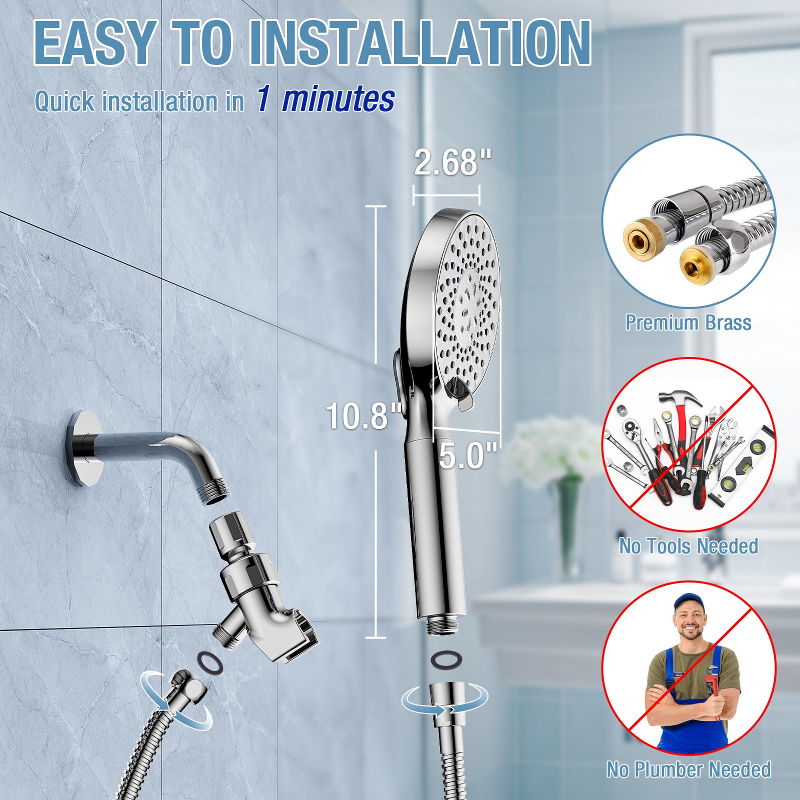 9 Spray Settings High Pressure shower Head with Filter, Handheld Rainfall Combo