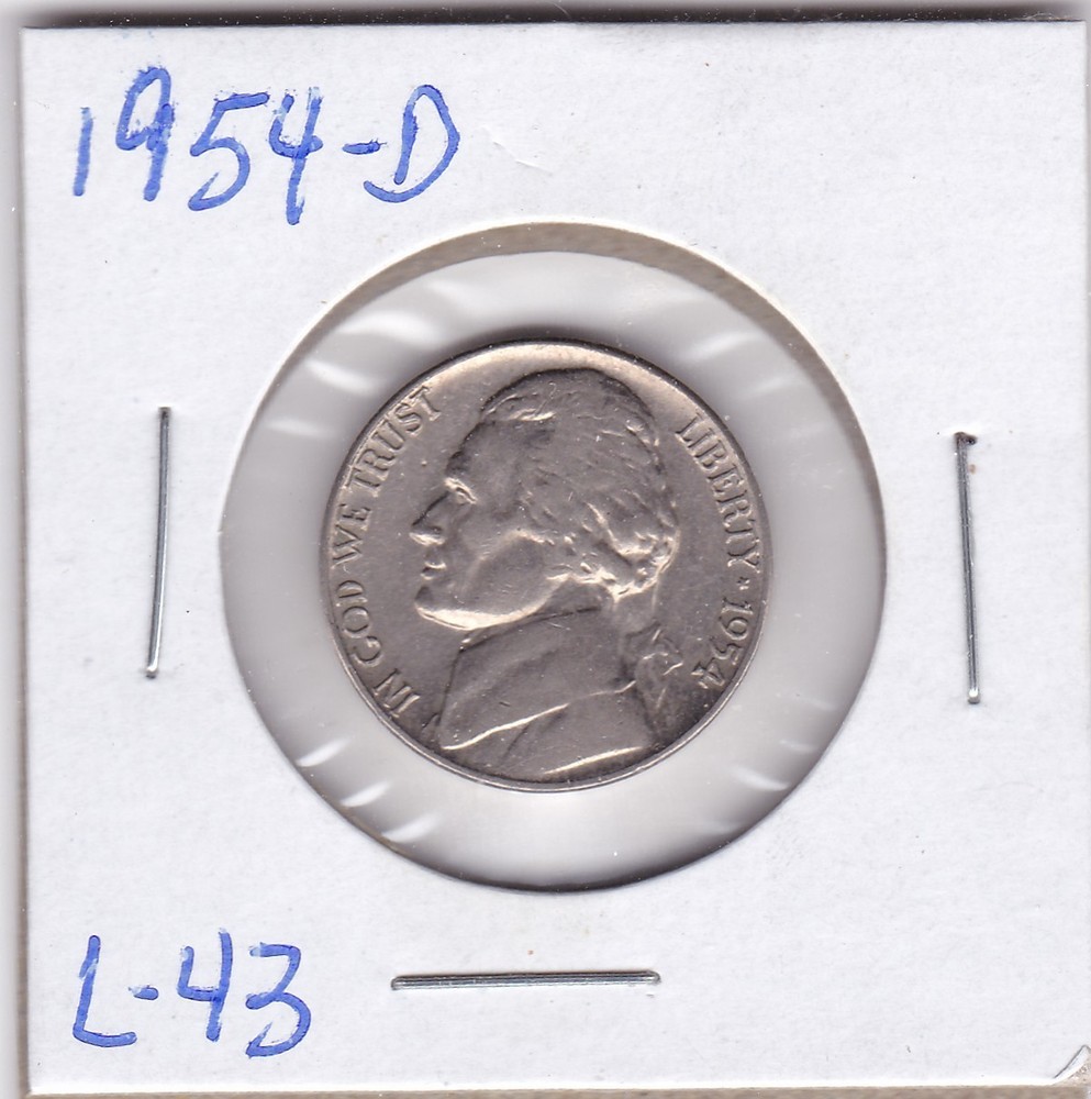 1954-D Jefferson Nickel L43