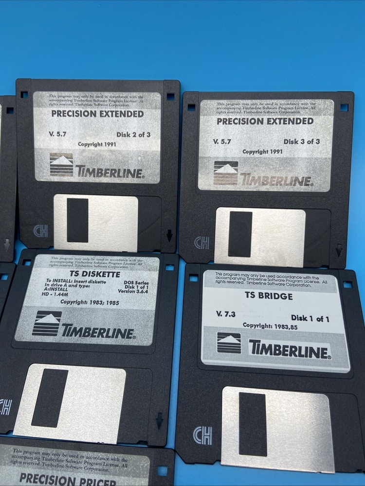 7 Vintage Timberline Software Floppy Disks Precision Extended Digitizer Untested