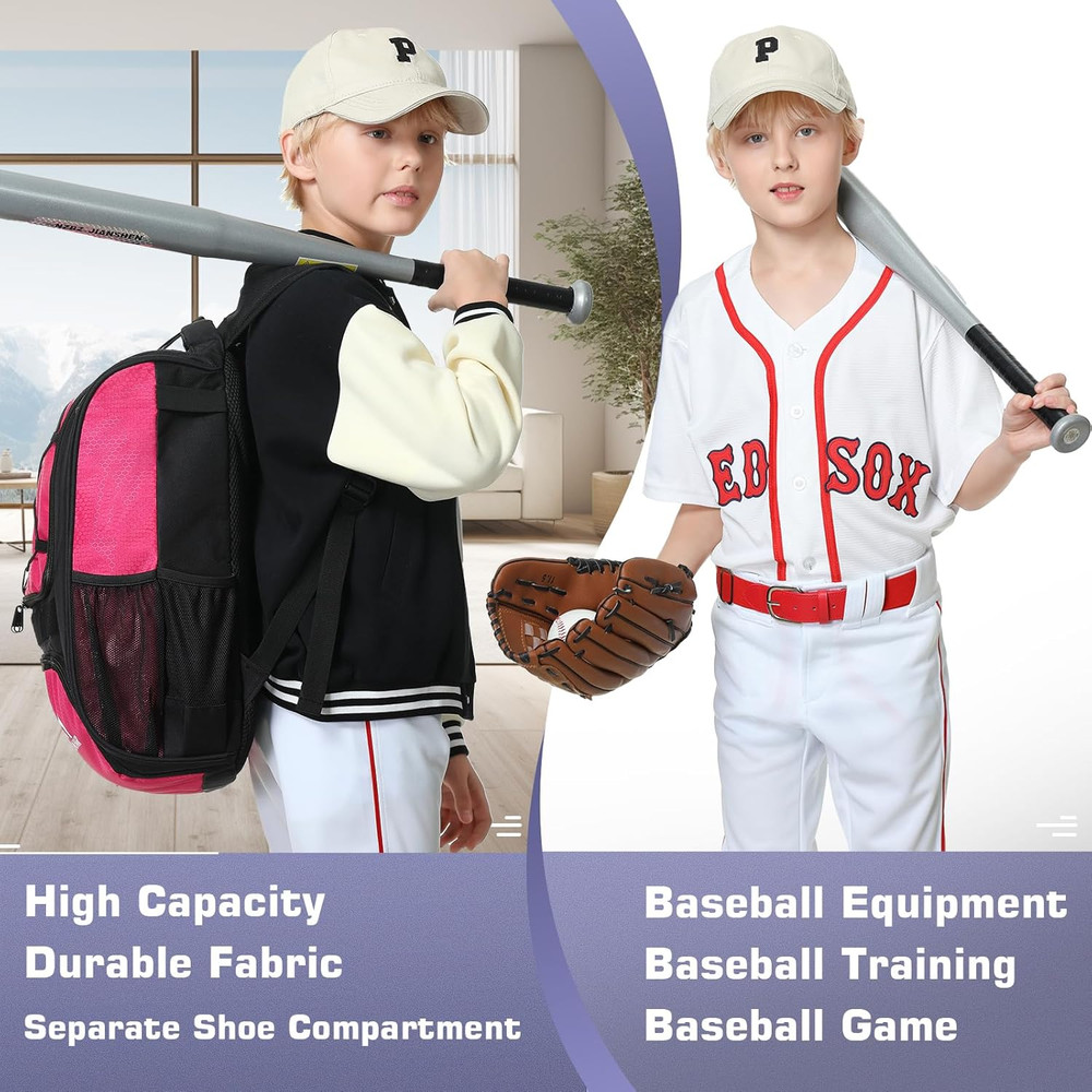 Baseball Bag-Baseball Backpack Holder for Baseball, Large Main Compartment,Softb