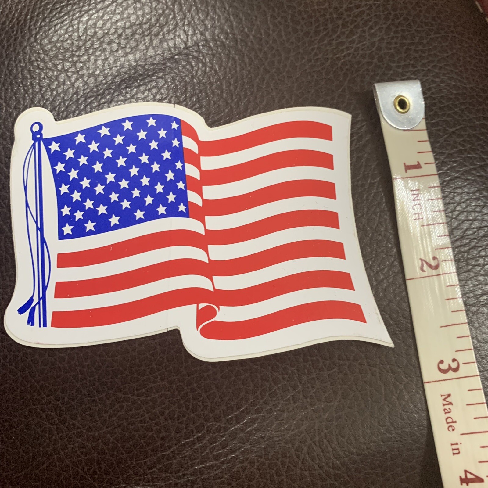 American Flag Wavy Sticker 4”x2.5”