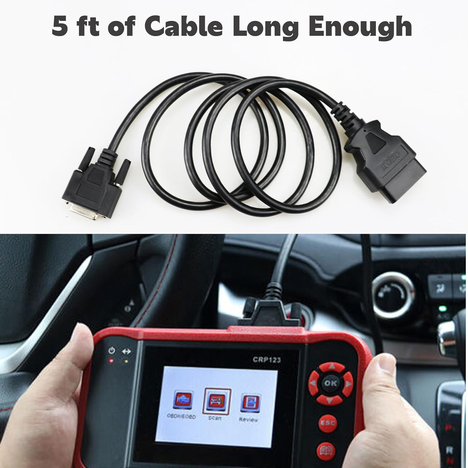 OBD2 OBDII Cable For Launch CRP 123 X Pro Creader VII+ & CRP 129 VIII Scan Tool