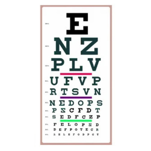 Traditional Snellen Eye Chart 6m / 20ft