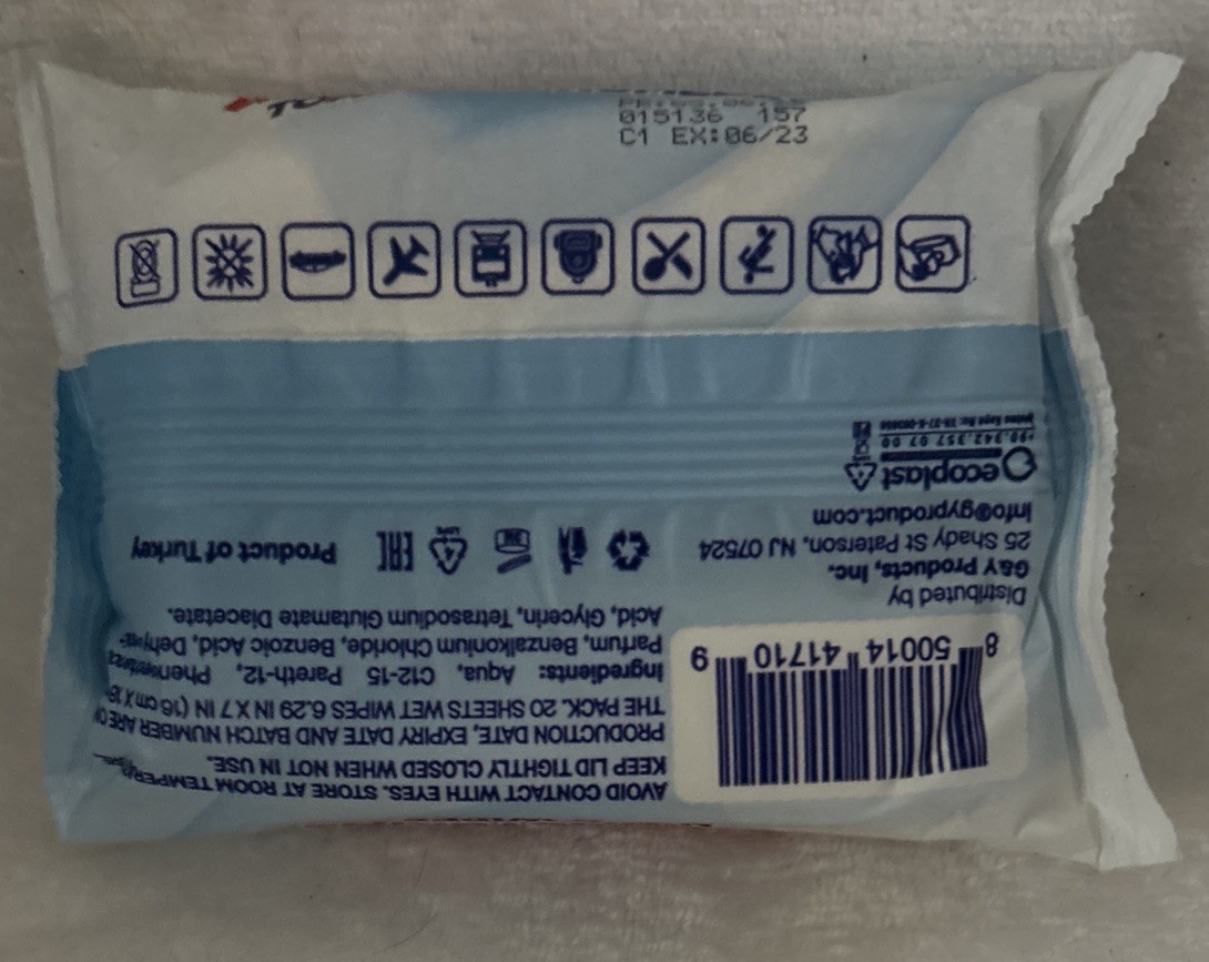 G & Y Antibacterial Hand Wipes 1 Case = 20 In Pack /52 Packs= 1040 Wipes Total