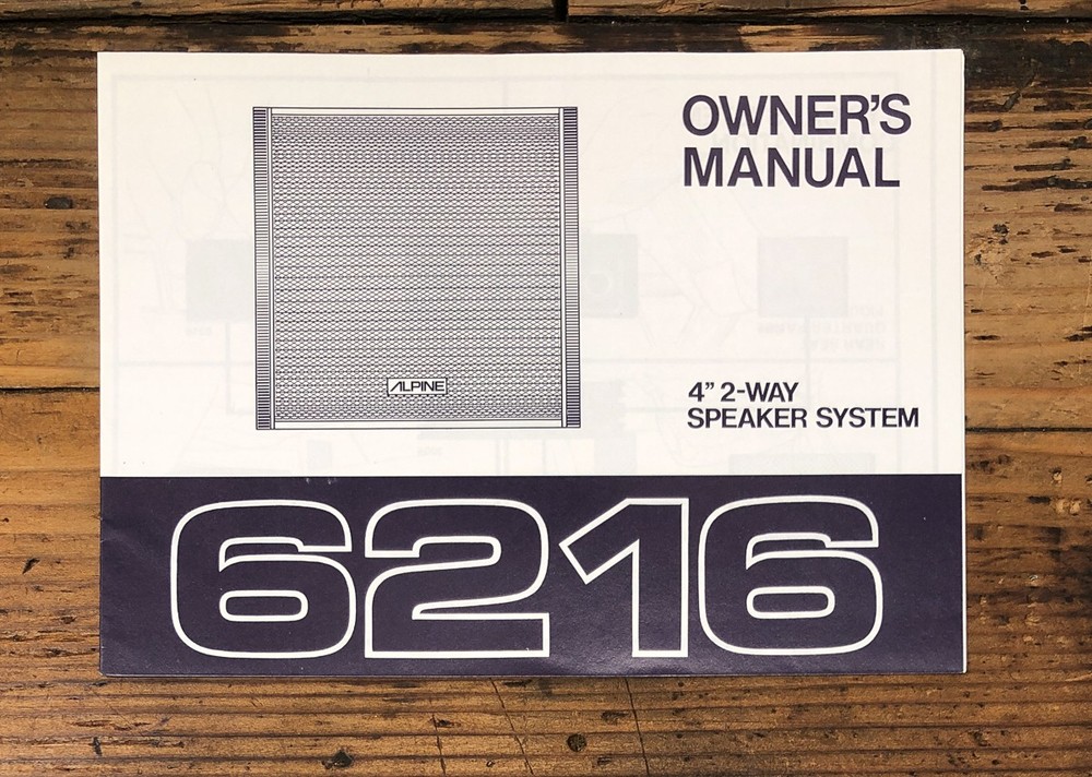 Alpine Model 6216 Speaker Owners / User Manual *Original*